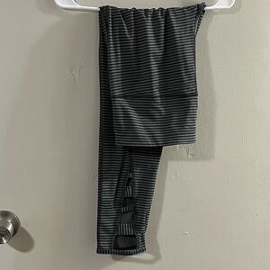 Xersion Charcoal and Black Striped Leggings
